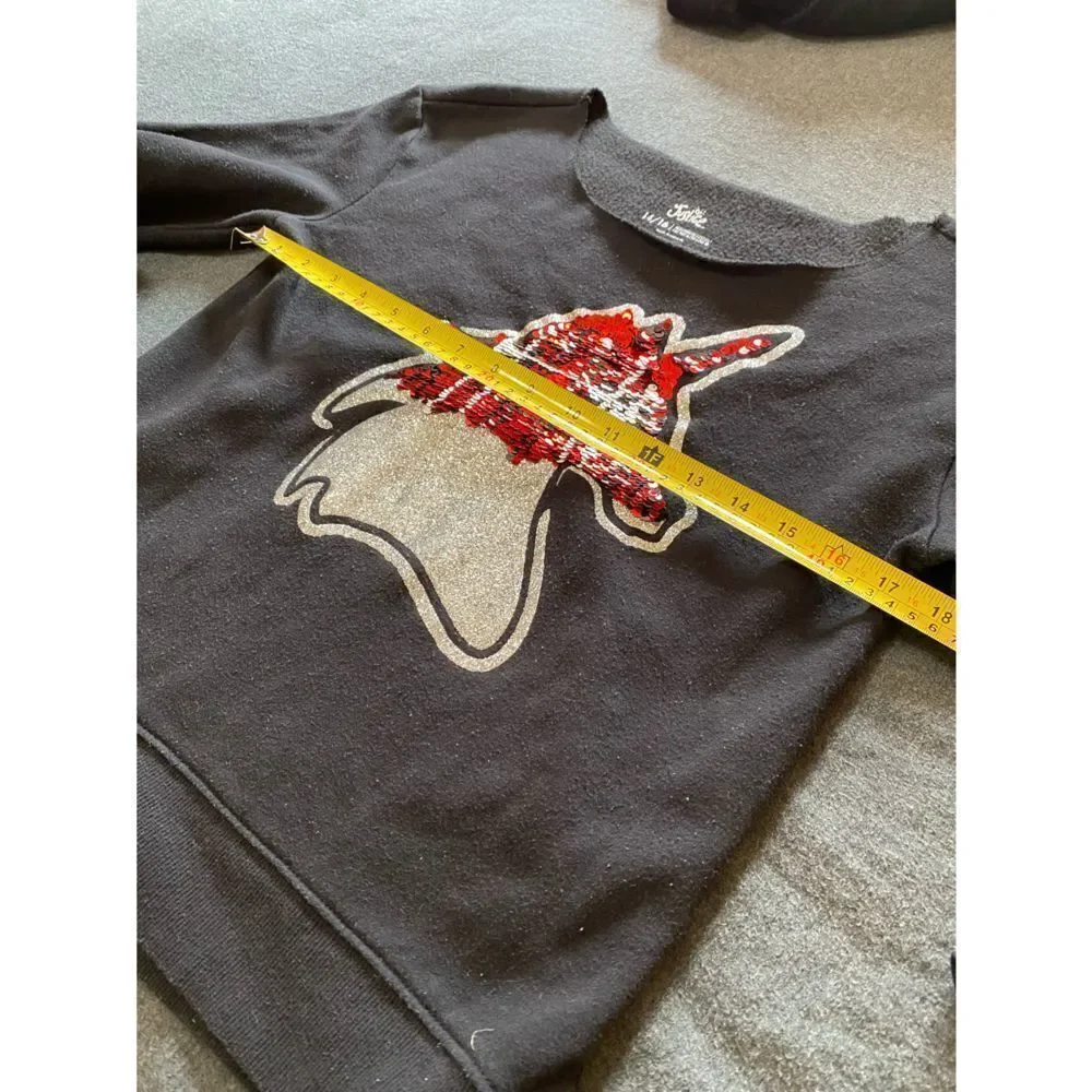 Justice Brand Plaid Sequin Unicorn Sweatshirt Top